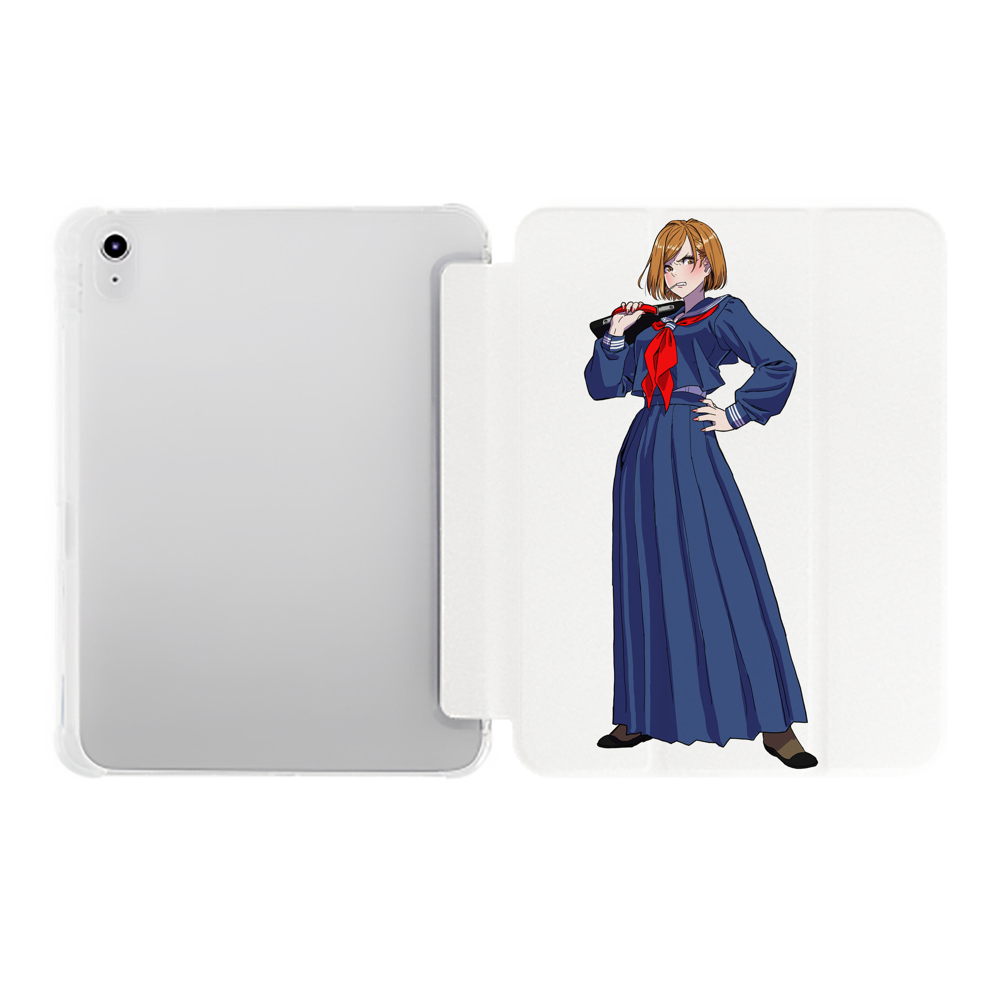 （画像用） 呪術廻戦 Jujutsu Kaisen IPad ケース ペン収納付き 三つ折りスタンド PUレザー×シリコン 対応機種9.5/10.5/10.9インチ